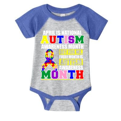 April is Autism Awareness Month For Me Every Month is AUTISM Awareness Infant Baby Jersey Bodysuit