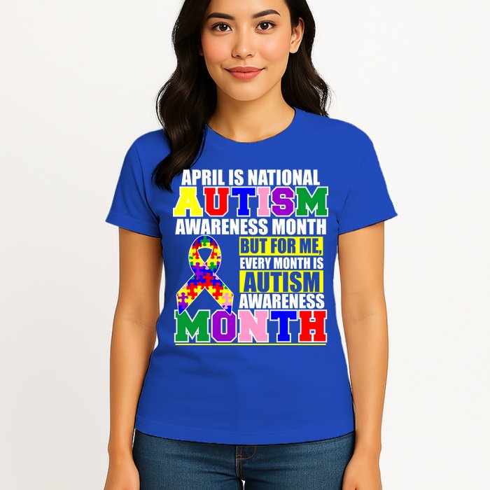 April is Autism Awareness Month For Me Every Month is AUTISM Awareness Womens T-Shirt