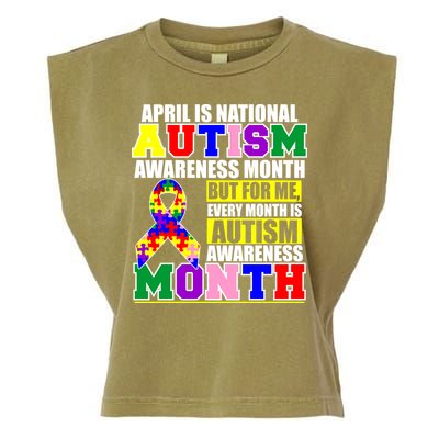 April is Autism Awareness Month For Me Every Month is AUTISM Awareness Garment-Dyed Women's Muscle Tee