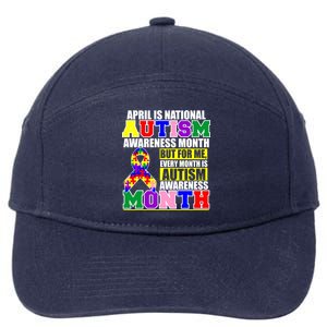 April is Autism Awareness Month For Me Every Month is AUTISM Awareness 7-Panel Snapback Hat