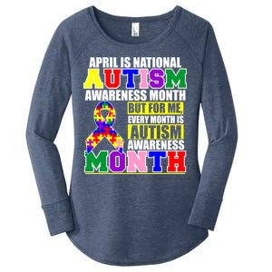 April is Autism Awareness Month For Me Every Month is AUTISM Awareness Women's Perfect Tri Tunic Long Sleeve Shirt