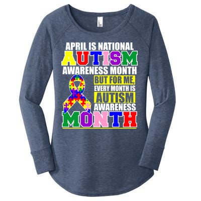 April is Autism Awareness Month For Me Every Month is AUTISM Awareness Women's Perfect Tri Tunic Long Sleeve Shirt