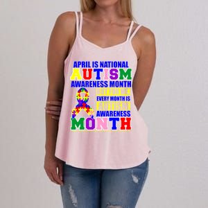 April is Autism Awareness Month For Me Every Month is AUTISM Awareness Women's Strappy Tank