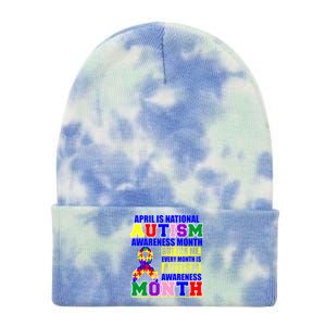 April is Autism Awareness Month For Me Every Month is AUTISM Awareness Tie Dye 12in Knit Beanie