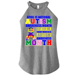 April is Autism Awareness Month For Me Every Month is AUTISM Awareness Women's Perfect Tri Rocker Tank