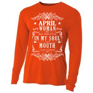 April Woman Funny Birthday Cooling Performance Long Sleeve Crew