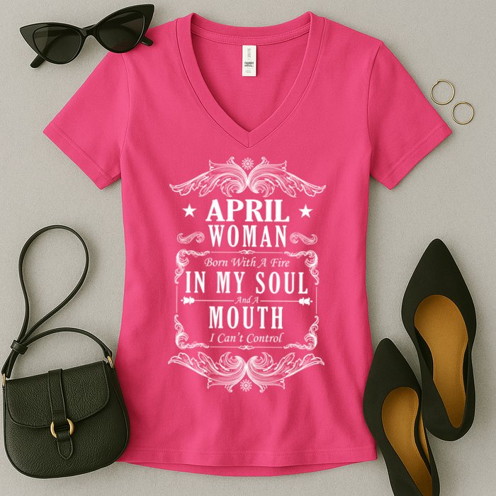 April Woman Funny Birthday Women's V-Neck T-Shirt