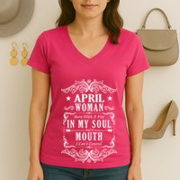 April Woman Funny Birthday Women's V-Neck T-Shirt