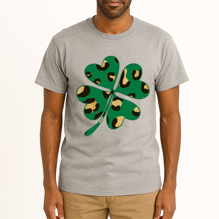 Animal Print St Patricks Day Clover Tall T-Shirt