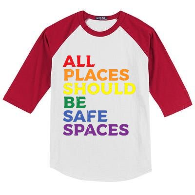 All Places Should Be Safe Spaces Pride Ally Month Kids Colorblock Raglan Jersey