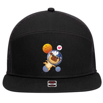 Astronaut Pug Space Galaxy Kawaii Dog 7 Panel Mesh Trucker Snapback Hat