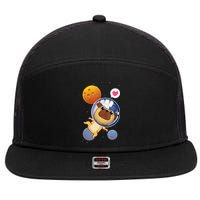 Astronaut Pug Space Galaxy Kawaii Dog 7 Panel Mesh Trucker Snapback Hat