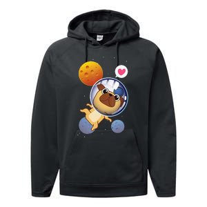 Astronaut Pug Space Galaxy Kawaii Dog Performance Fleece Hoodie