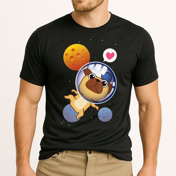 Astronaut Pug Space Galaxy Kawaii Dog Cooling Performance Crew T-Shirt