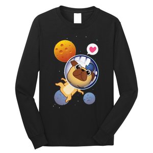 Astronaut Pug Space Galaxy Kawaii Dog Long Sleeve Shirt