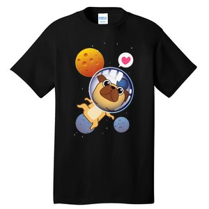 Astronaut Pug Space Galaxy Kawaii Dog Tall T-Shirt