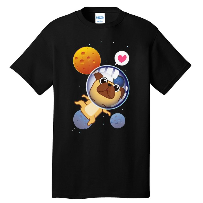 Astronaut Pug Space Galaxy Kawaii Dog Tall T-Shirt