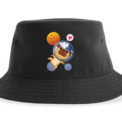 Astronaut Pug Space Galaxy Kawaii Dog Sustainable Bucket Hat