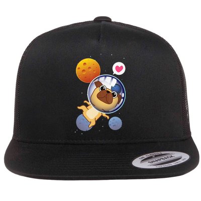Astronaut Pug Space Galaxy Kawaii Dog Flatbill Hat