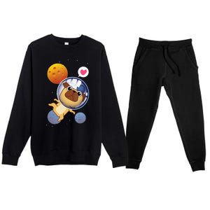 Astronaut Pug Space Galaxy Kawaii Dog Premium Crewneck Sweatsuit Set