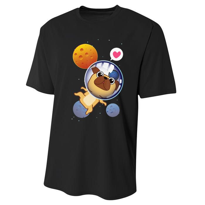 Astronaut Pug Space Galaxy Kawaii Dog Performance Sprint T-Shirt