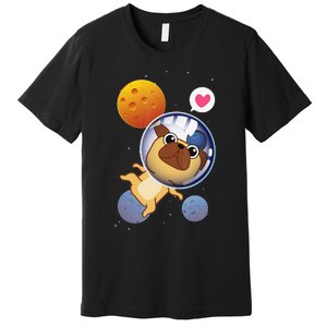 Astronaut Pug Space Galaxy Kawaii Dog Premium T-Shirt