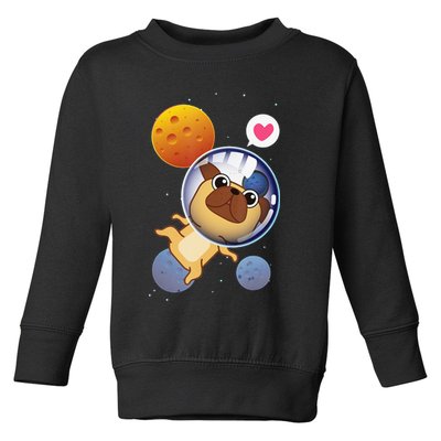 Astronaut Pug Space Galaxy Kawaii Dog Toddler Sweatshirt