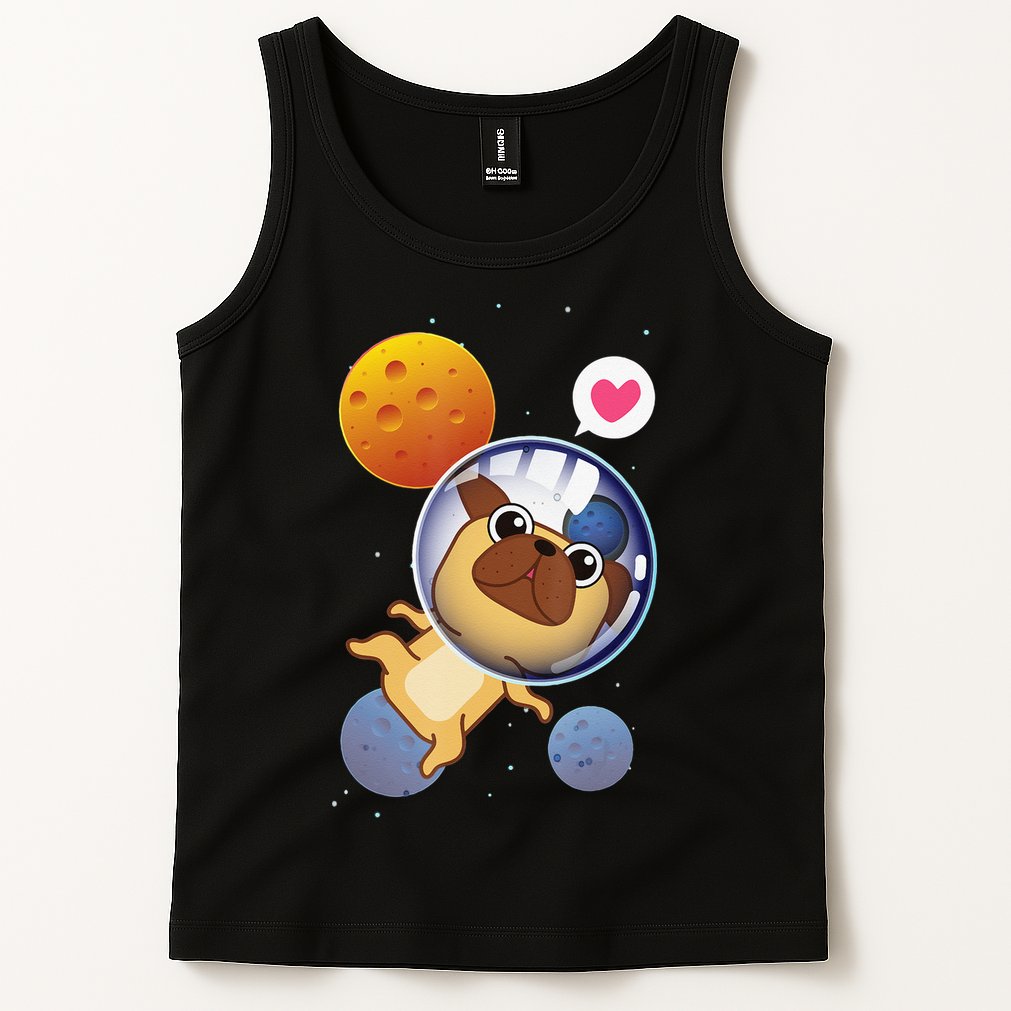 Astronaut Pug Space Galaxy Kawaii Dog Tank Top