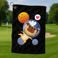 Astronaut Pug Space Galaxy Kawaii Dog Golf Towel