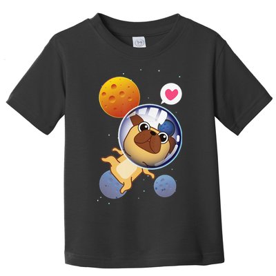 Astronaut Pug Space Galaxy Kawaii Dog Toddler T-Shirt