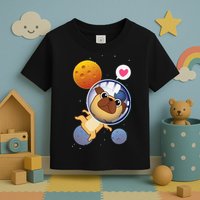 Astronaut Pug Space Galaxy Kawaii Dog Toddler T-Shirt