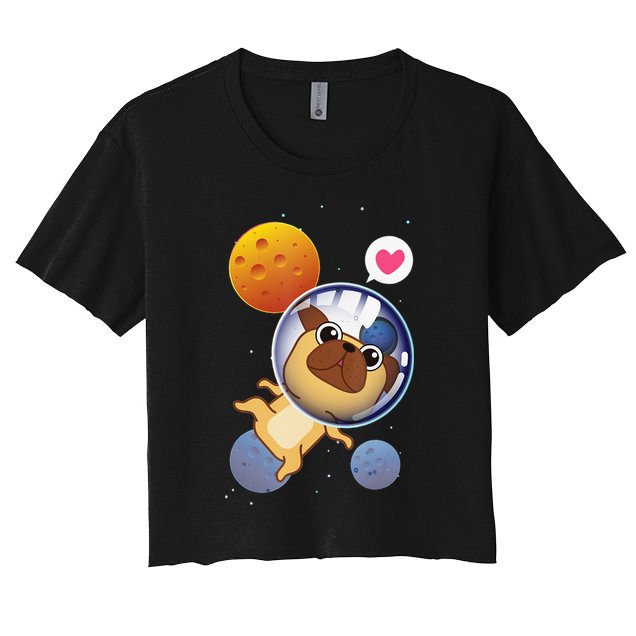Astronaut Pug Space Galaxy Kawaii Dog Crop Top