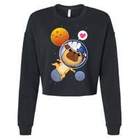 Astronaut Pug Space Galaxy Kawaii Dog Cropped Pullover Crew