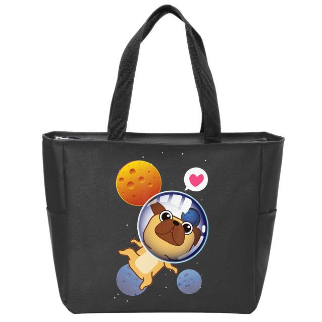 Astronaut Pug Space Galaxy Kawaii Dog Zip Tote Bag