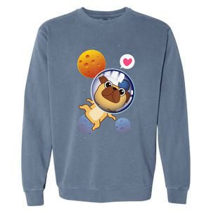 Astronaut Pug Space Galaxy Kawaii Dog Garment-Dyed Sweatshirt