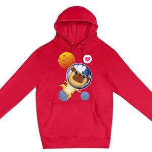 Astronaut Pug Space Galaxy Kawaii Dog Premium Pullover Hoodie