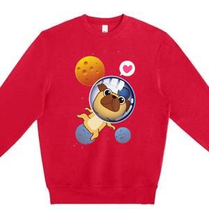 Astronaut Pug Space Galaxy Kawaii Dog Premium Crewneck Sweatshirt