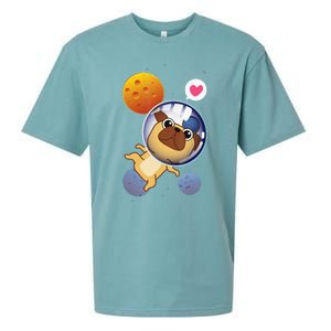 Astronaut Pug Space Galaxy Kawaii Dog Sueded Cloud Jersey T-Shirt