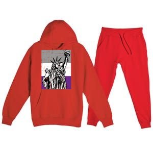 Asexual Pride Statue Of Liberty Lgbtq Ally Flag Premium Hooded Sweatsuit Set