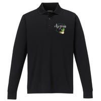 Arizona Pride State Map Cactus Vintage Arizona Performance Long Sleeve Polo