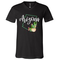 Arizona Pride State Map Cactus Vintage Arizona V-Neck T-Shirt