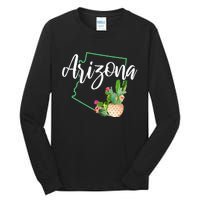 Arizona Pride State Map Cactus Vintage Arizona Tall Long Sleeve T-Shirt