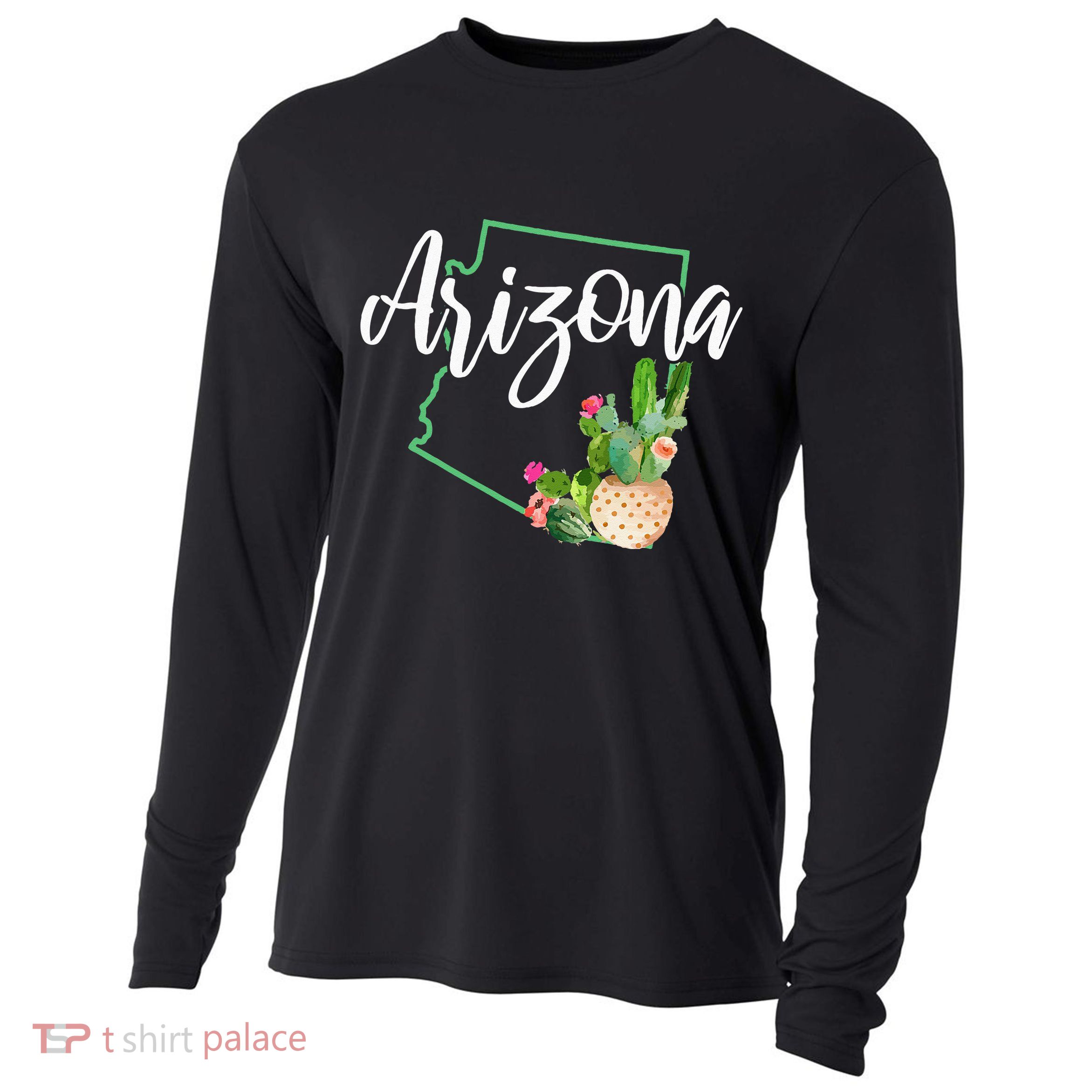 Arizona Pride State Map Cactus Vintage Arizona Cooling Performance Long Sleeve Crew