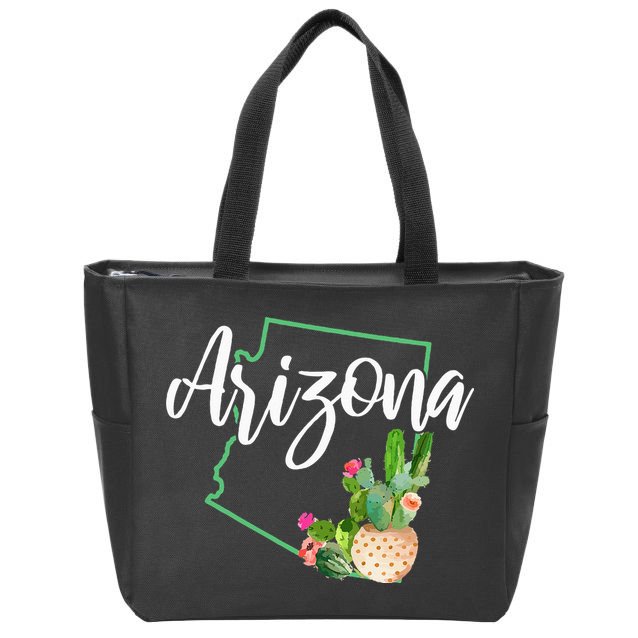 Arizona Pride State Map Cactus Vintage Arizona Zip Tote Bag