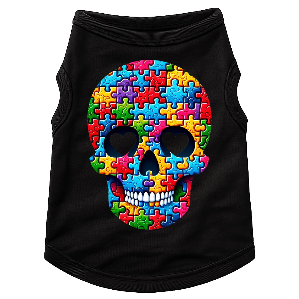 Autism Puzzle Skull Artistic Autism Awareness Support Gift Doggie Tank