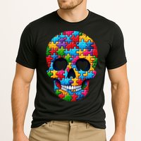 Autism Puzzle Skull Artistic Autism Awareness Support Gift Cooling Performance Crew T-Shirt