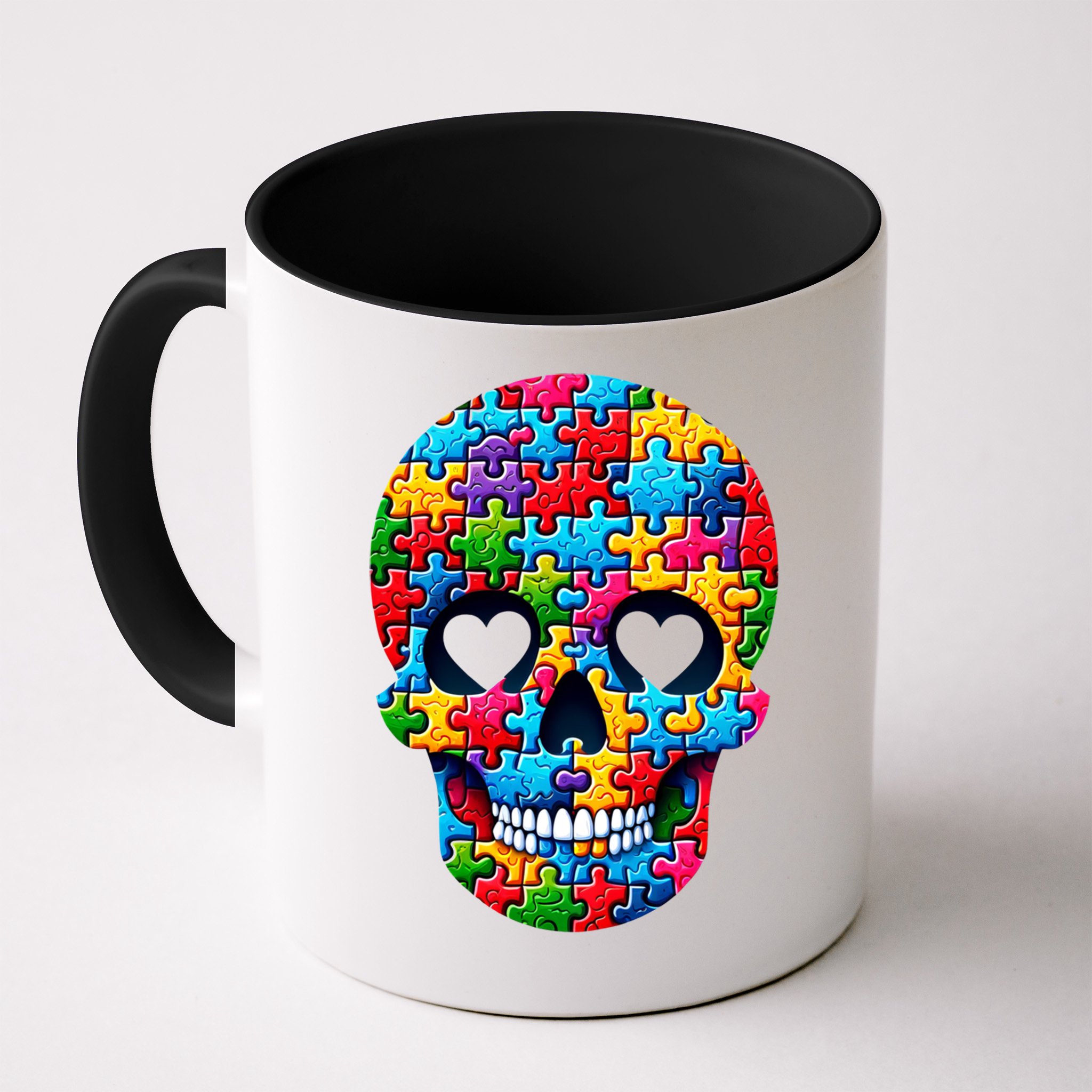Autism Puzzle Skull Artistic Autism Awareness Support Gift Mug