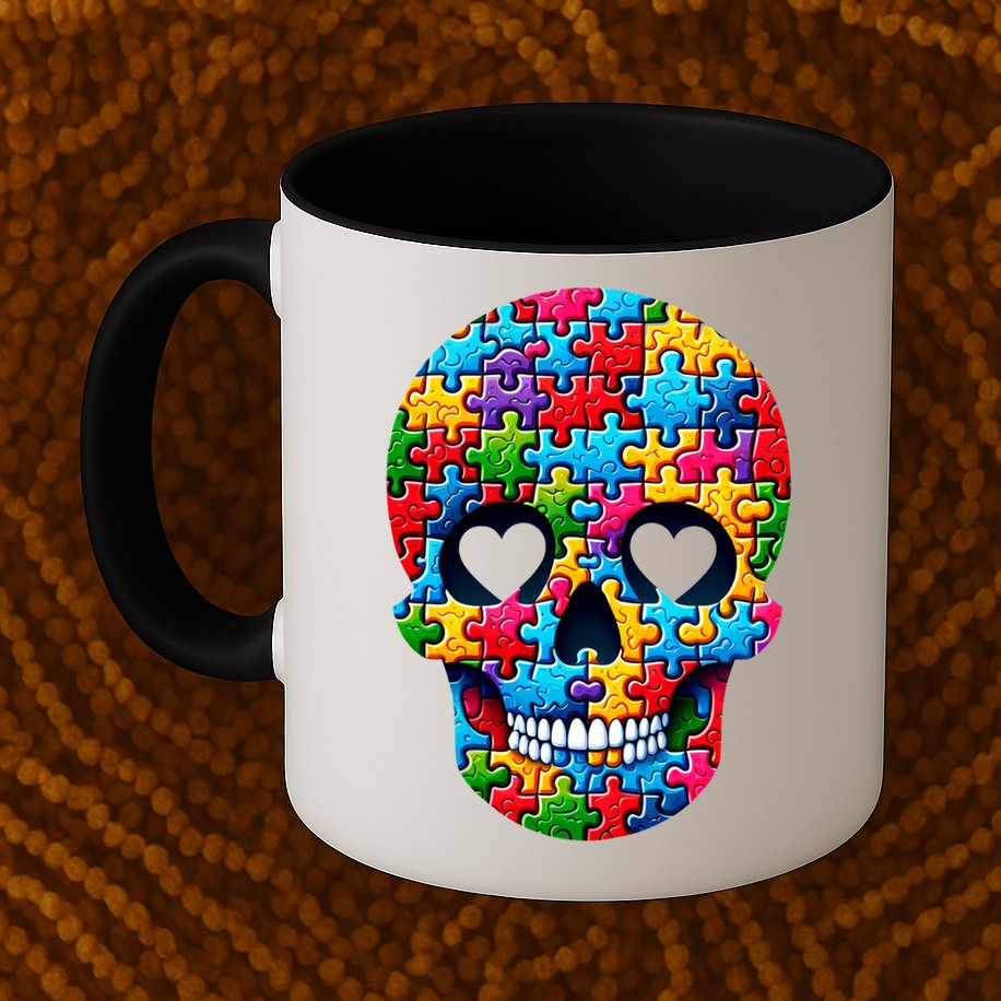 Autism Puzzle Skull Artistic Autism Awareness Support Gift Mug