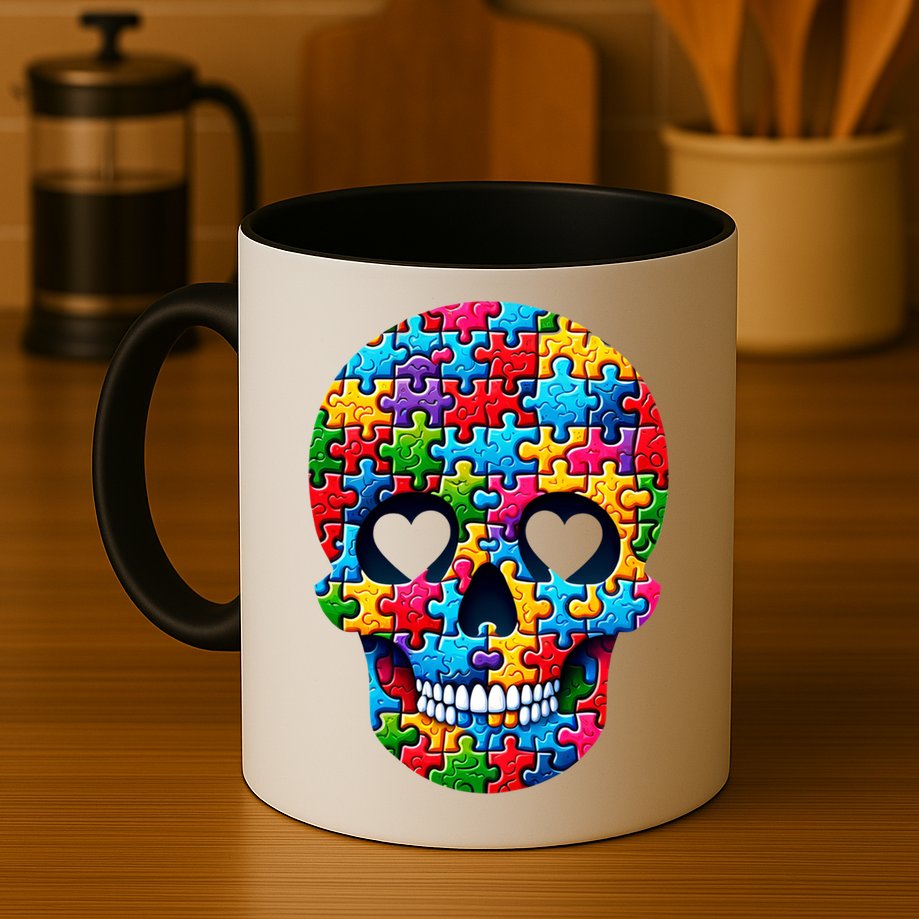 Autism Puzzle Skull Artistic Autism Awareness Support Gift Mug