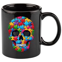 Autism Puzzle Skull Artistic Autism Awareness Support Gift 11oz C Handle Ceramic Mug
